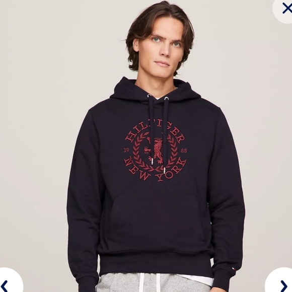 TOMMY HILFIGER Men's Heritage Logo Embroidered French Terry Hoodie. NEW - Picture 2 of 8